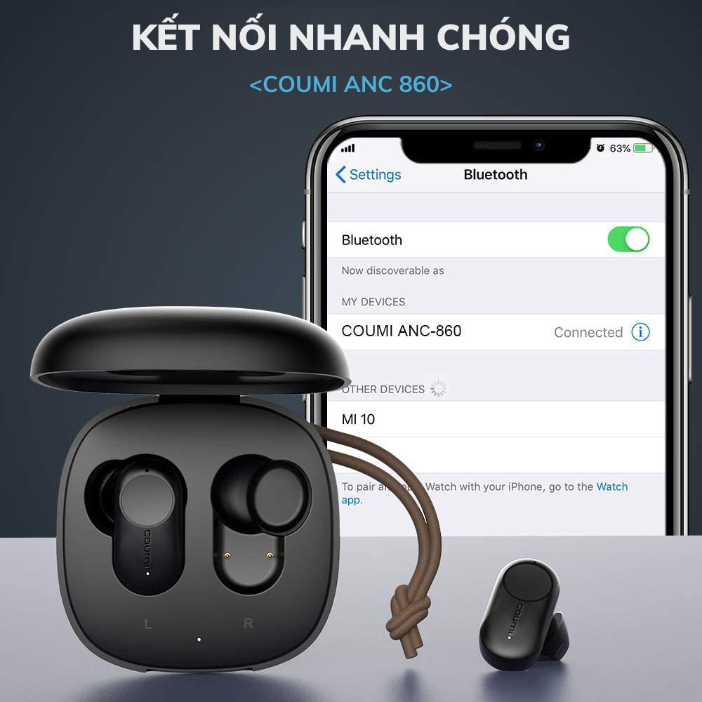 Tai nghe TWS COUMI HYBRID ANC 860 Fullbox Mới Chính Hãng