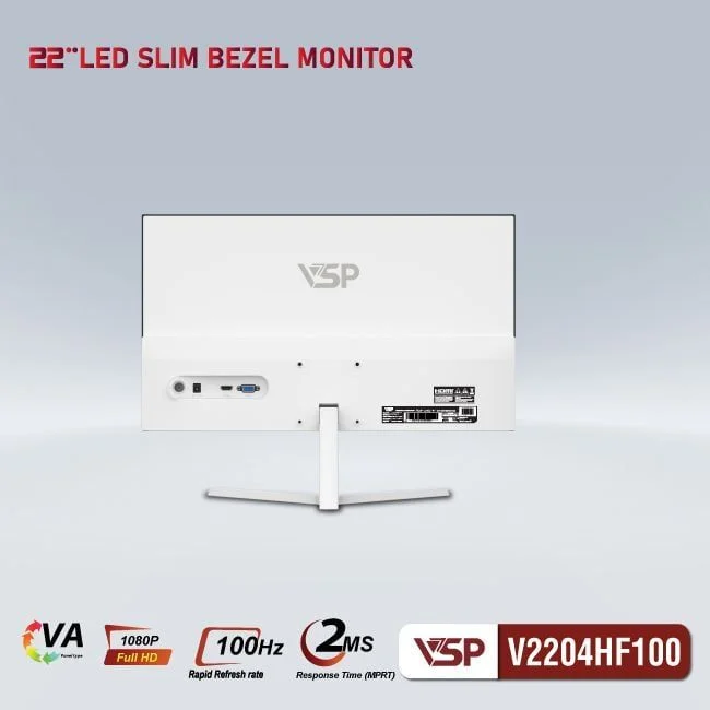 Màn hình VSP V2204HF100 - Trắng | 21.5 inch, Full HD, VA, 100Hz, 2ms, phẳng