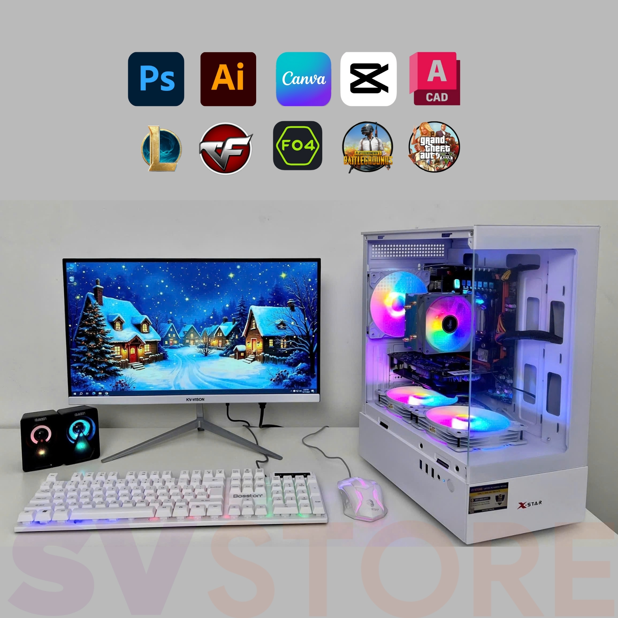 Bộ PC Gaming Intel Core i7 / RAM 16GB / RX 550 4GB - ຫຼິ້ນ LMHT, FO4, PUBG, GTA V ໄດ້ລື່ນໄຫຼ