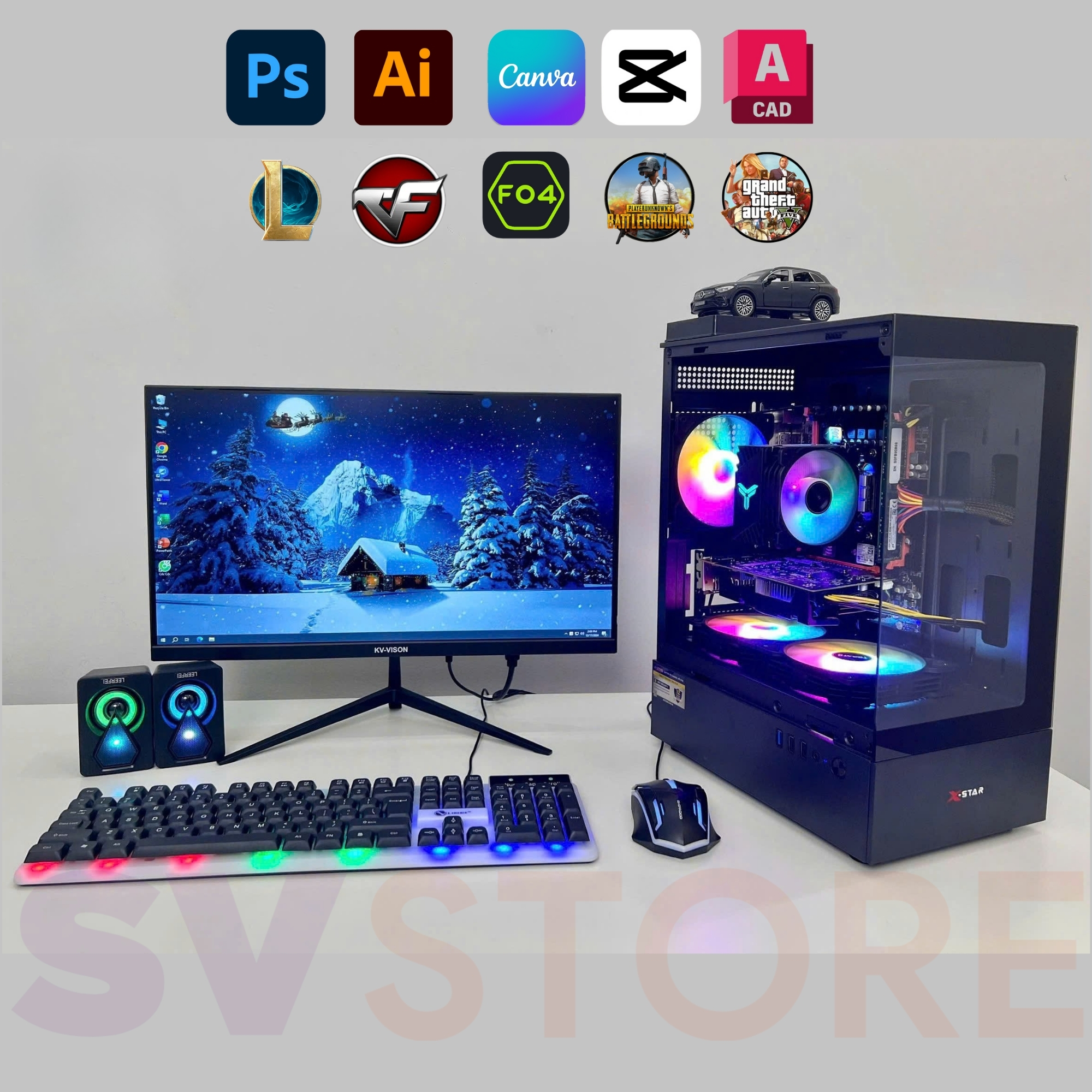 Bộ PC Gaming Intel Core i7 / RAM 16GB / RX 550 4GB - ຫຼິ້ນ LMHT, FO4, PUBG, GTA V ໄດ້ລື່ນໄຫຼ